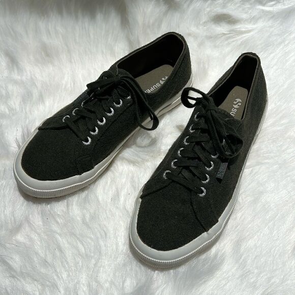 Superga classic Military Green Wool sneakers Size 9/40.  B70 - Picture 2 of 11